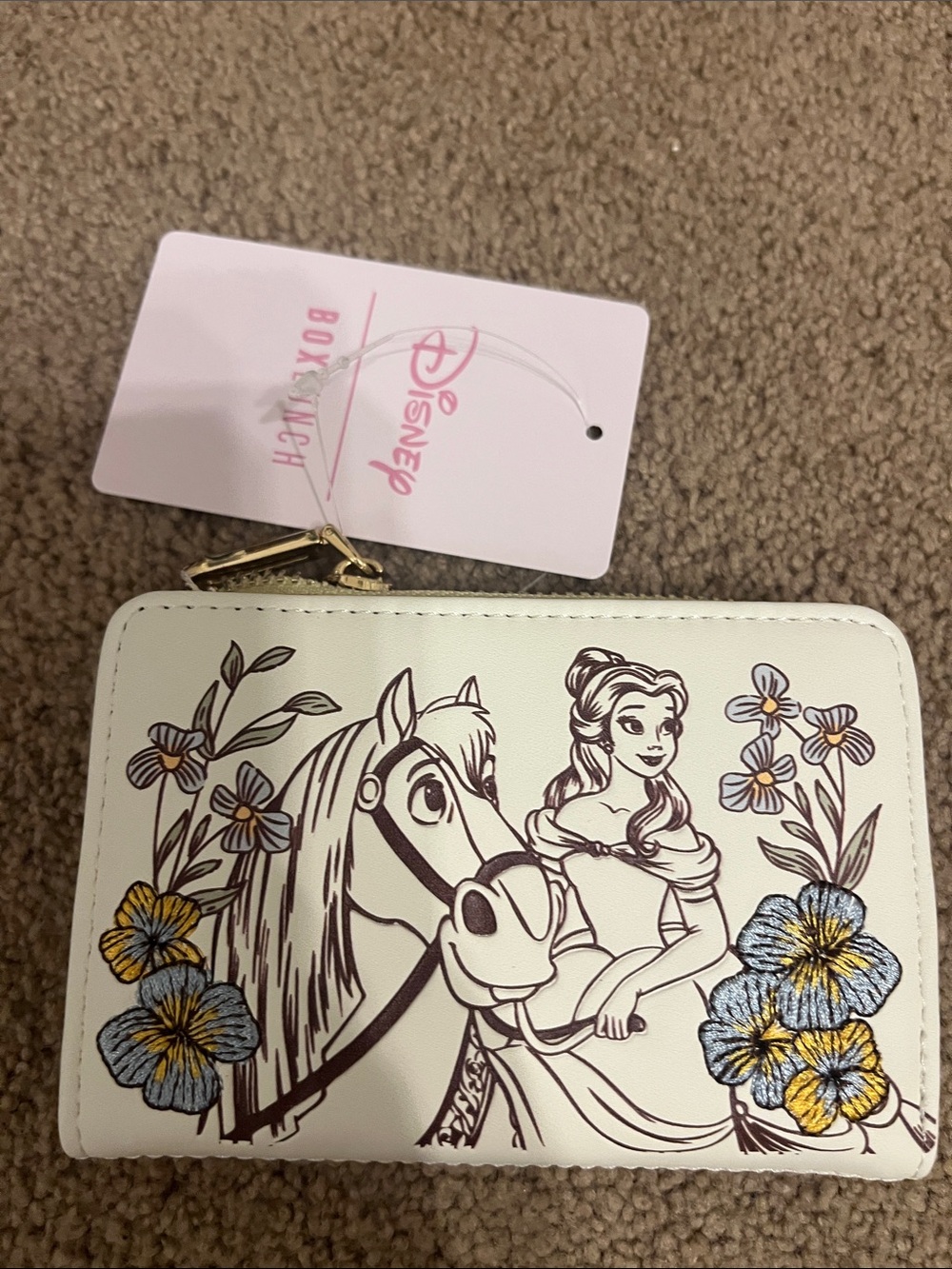 Disney x Boxlunch Belle and Philippe wallet with embroidered flowers